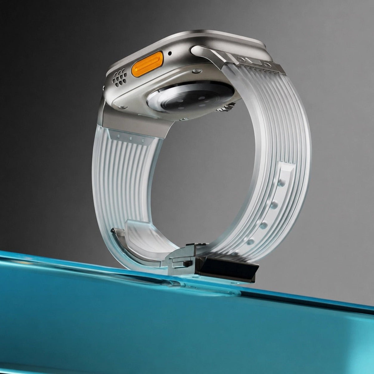 Transparent silicone bracelet for Apple Watch, ultra-durable, adjustable, Cristo model