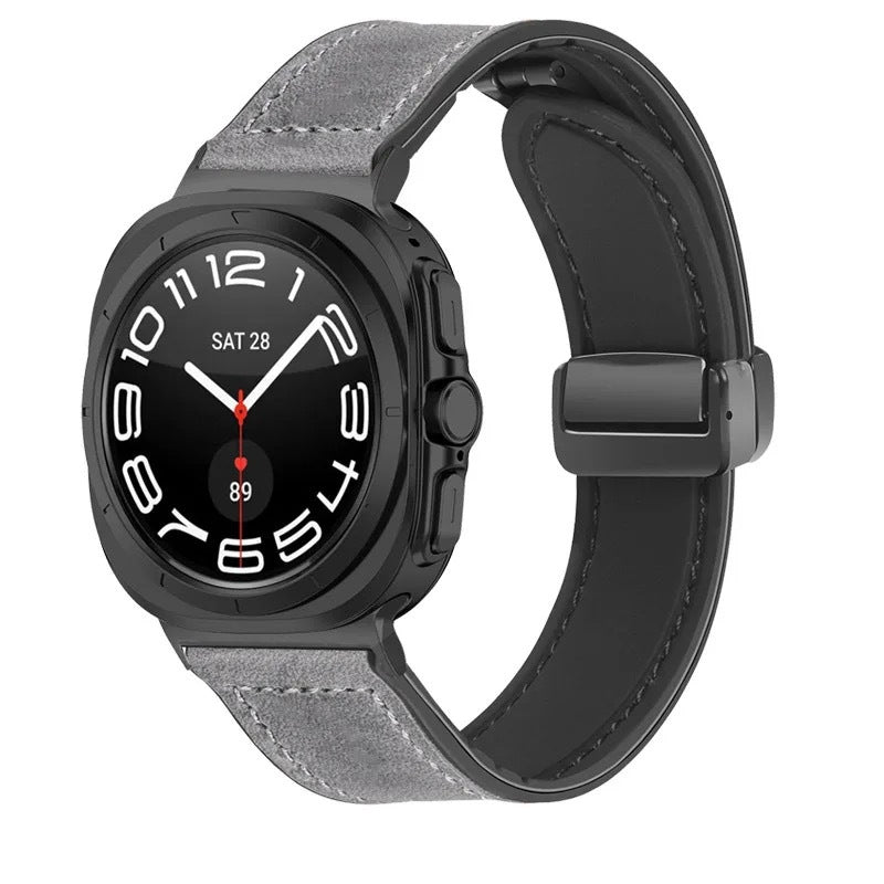 Bracelet en simili vegan magnétique, design classe, pour montre connectée, pour Samsung Galaxy Watch Ultra, modèle Colo - La Boutique du Bracelet