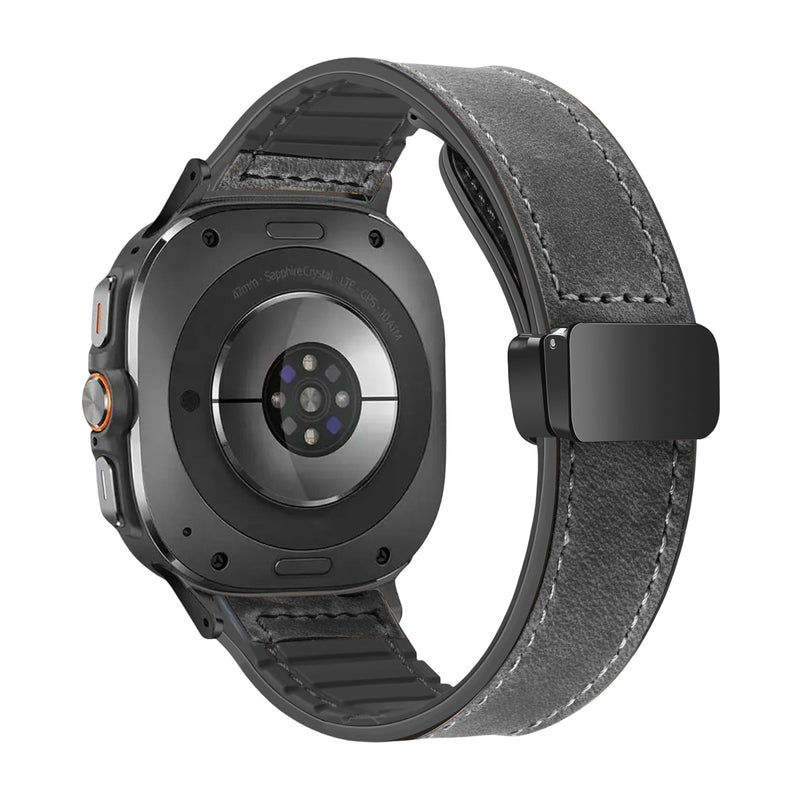 Bracelet en simili vegan magnétique, design classe, pour montre connectée, pour Samsung Galaxy Watch Ultra, modèle Colo - La Boutique du Bracelet