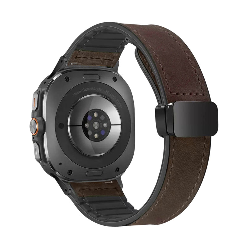 Bracelet en simili vegan magnétique, design classe, pour montre connectée, pour Samsung Galaxy Watch Ultra, modèle Colo - La Boutique du Bracelet