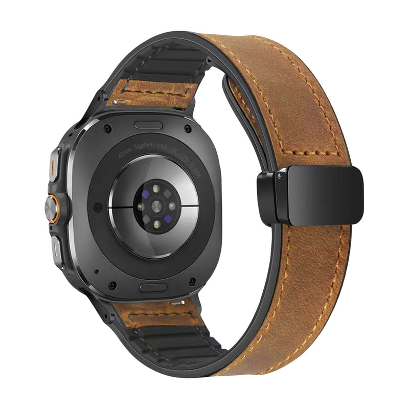 Bracelet en simili vegan magnétique, design classe, pour montre connectée, pour Samsung Galaxy Watch Ultra, modèle Colo - La Boutique du Bracelet