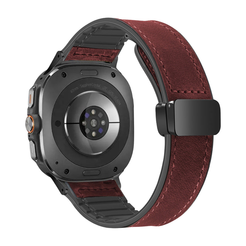 Bracelet en simili vegan magnétique, design classe, pour montre connectée, pour Samsung Galaxy Watch Ultra, modèle Colo - La Boutique du Bracelet