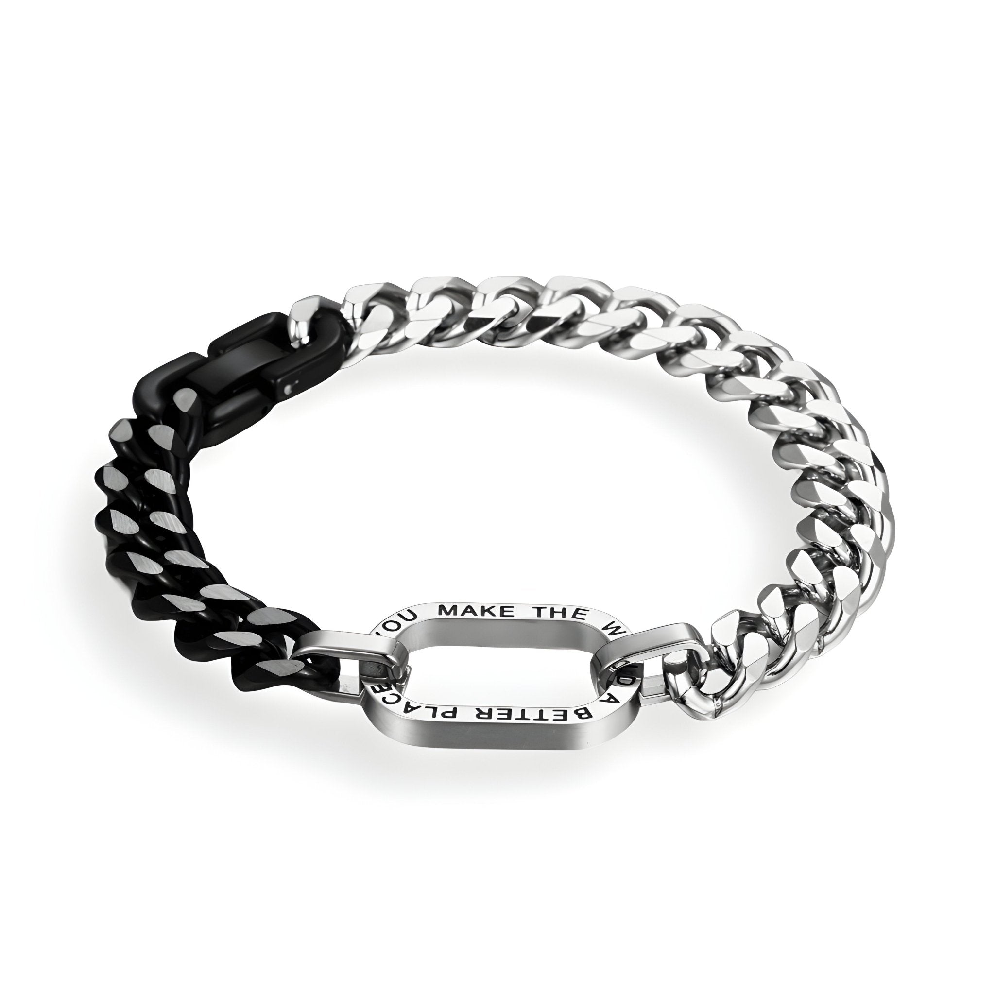 Bracelet en titane, bi-colore, message bienveillant, pour homme, modèle Travis - La Boutique du Bracelet