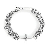 Bracelet en titane, double maille, croix scintillante, pour homme, modèle Ewen - La Boutique du Bracelet
