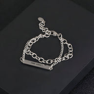 Bracelet homme en titane argenté double maille avec gourmette gravée The Soul.