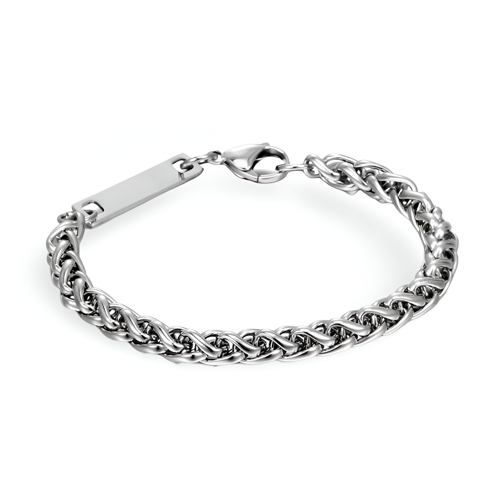 Bracelet en titane, gourmette, maille spiga, mixte, modèle Swann - La Boutique du Bracelet