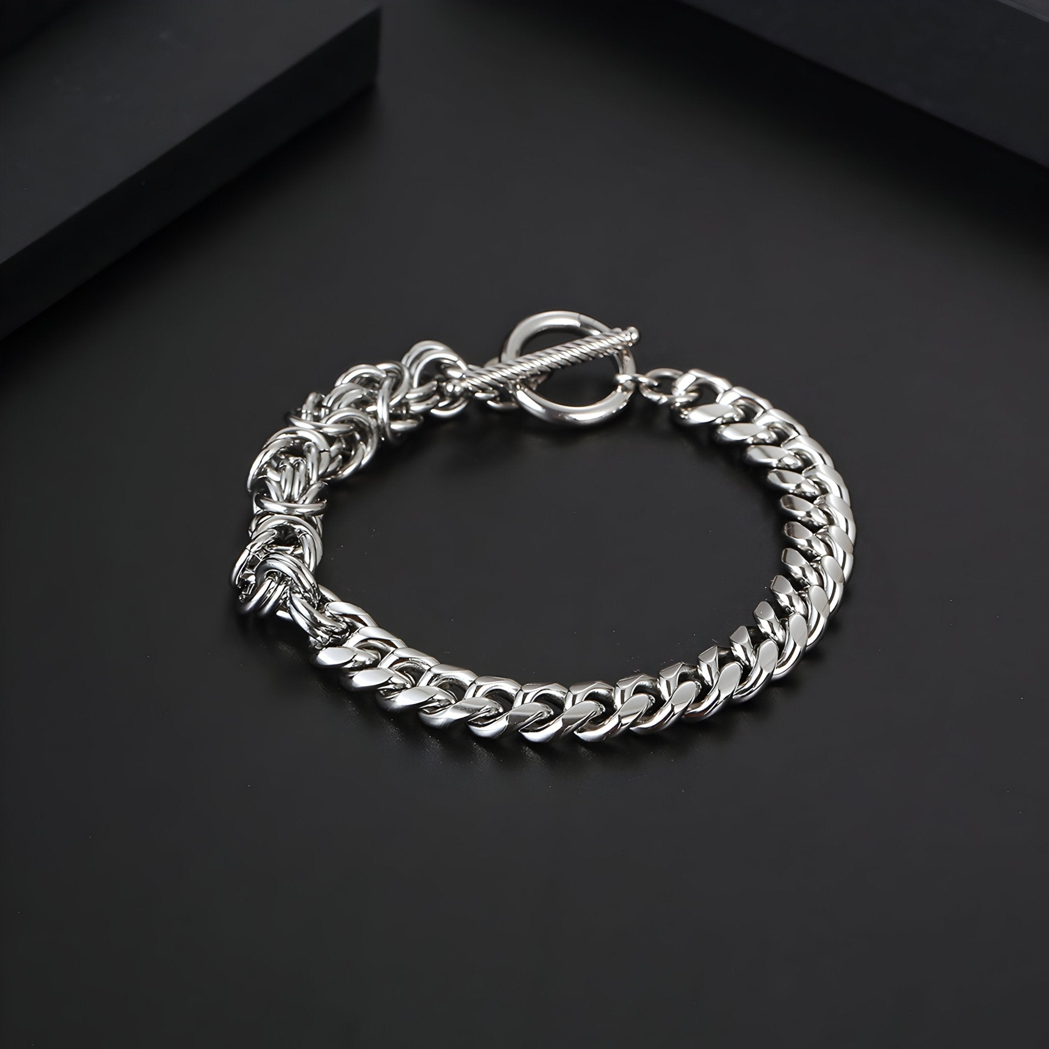 Bracelet en titane, maille cubaine et entremêlée, pour homme, modèle Alton - La Boutique du Bracelet