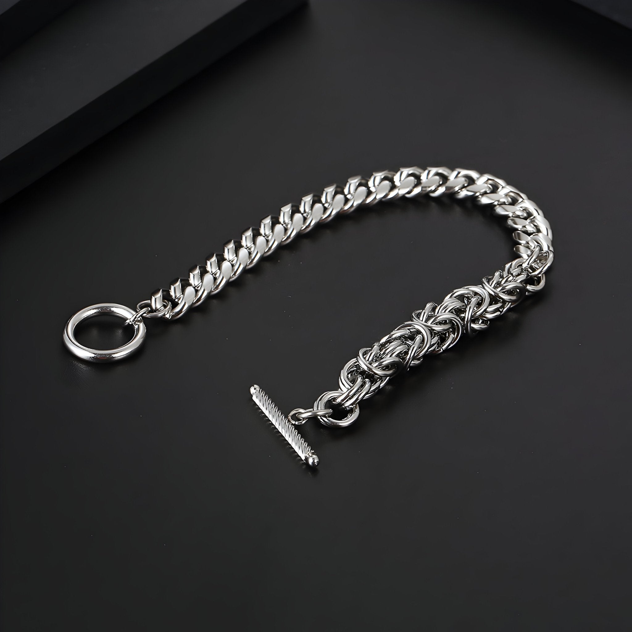 Bracelet en titane, maille cubaine et entremêlée, pour homme, modèle Alton - La Boutique du Bracelet