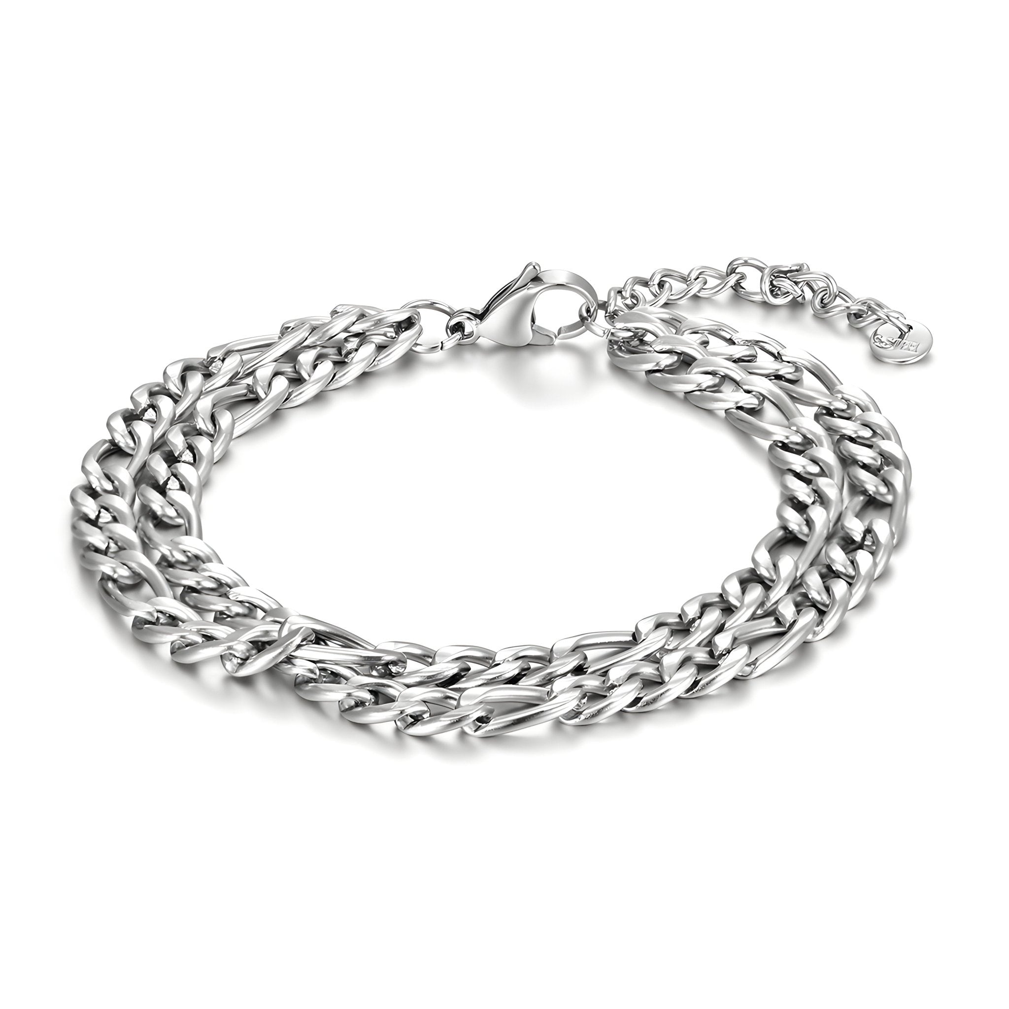 Bracelet en titane, maille figaro, double prestance, pour homme, modèle Angelo - La Boutique du Bracelet