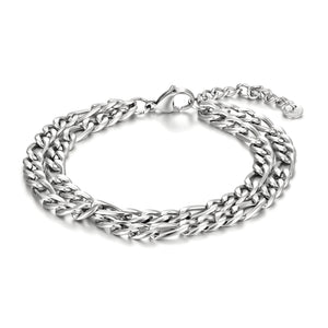 Bracelet en titane, maille figaro, double prestance, pour homme, modèle Angelo - La Boutique du Bracelet