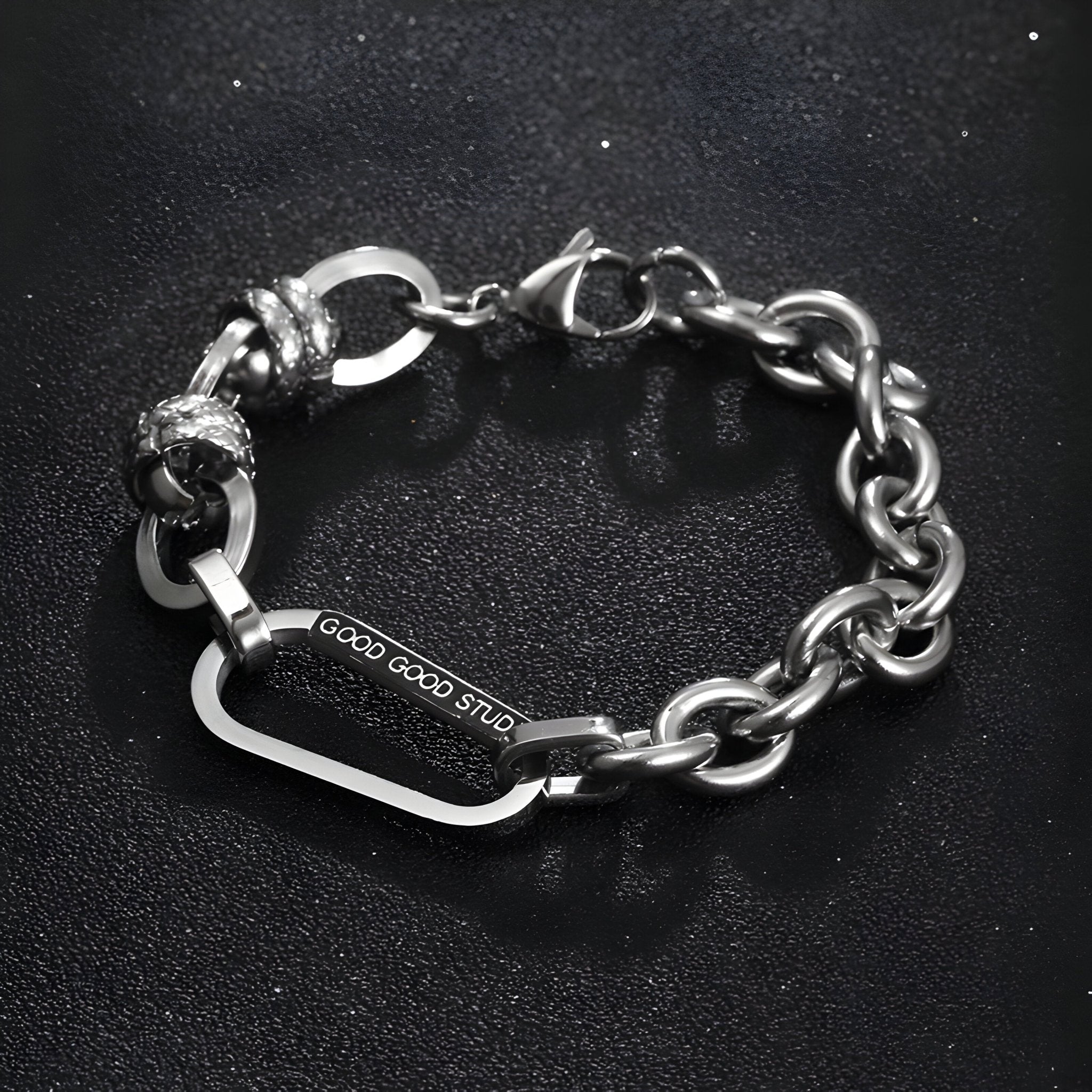 Bracelet en titane, maille forçat épaisse, design prestigieux pour homme, modèle Marcus - La Boutique du Bracelet