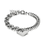 Bracelet en titane, maille forçat et spiga, plaquette triangulaire, pour homme, modèle Isac - La Boutique du Bracelet