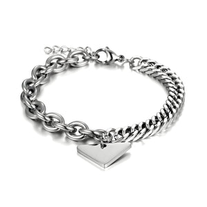 Bracelet en titane, maille forçat et spiga, plaquette triangulaire, pour homme, modèle Isac - La Boutique du Bracelet