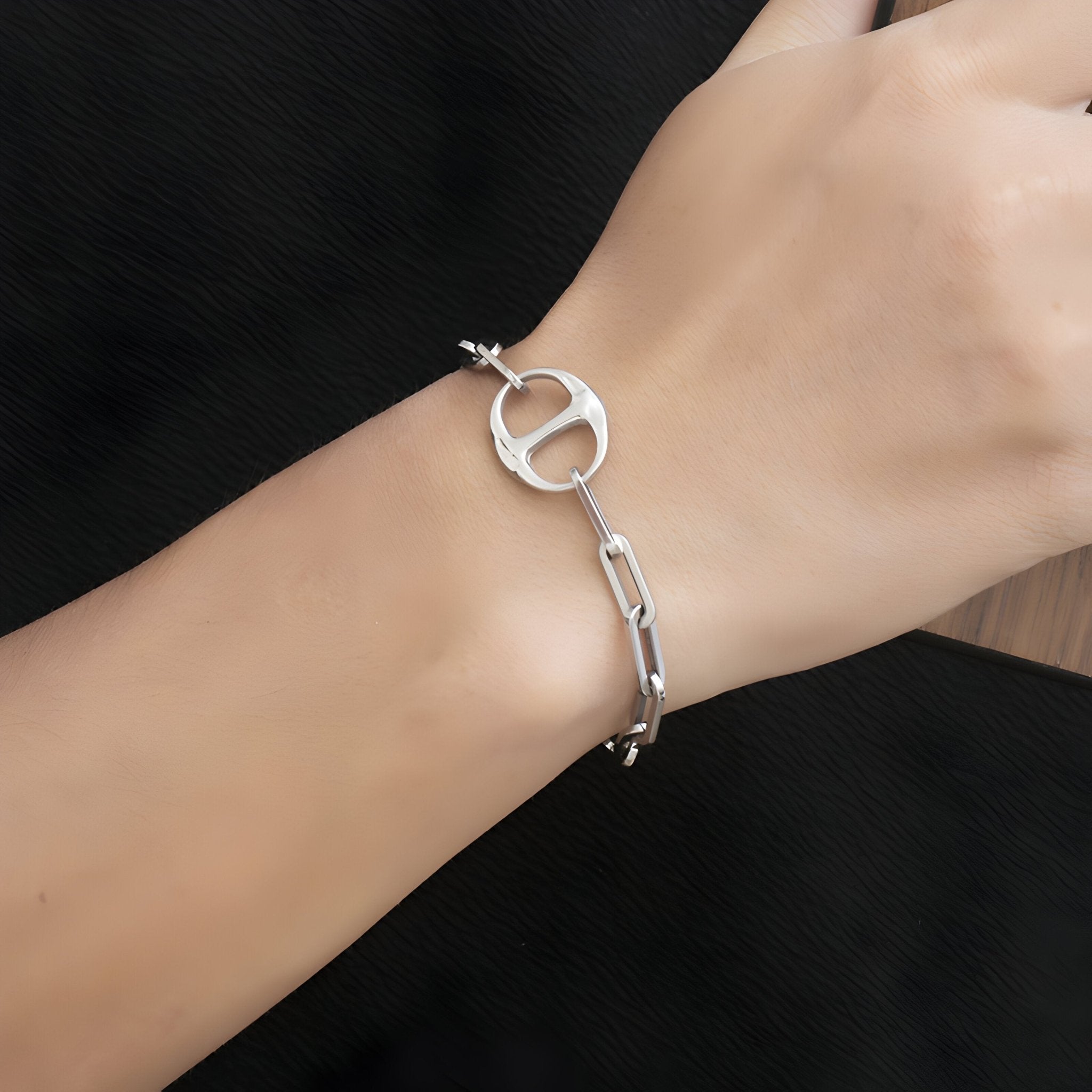 Bracelet en titane, maille forçat, prestance naturelle, pour homme, modèle Dewey - La Boutique du Bracelet