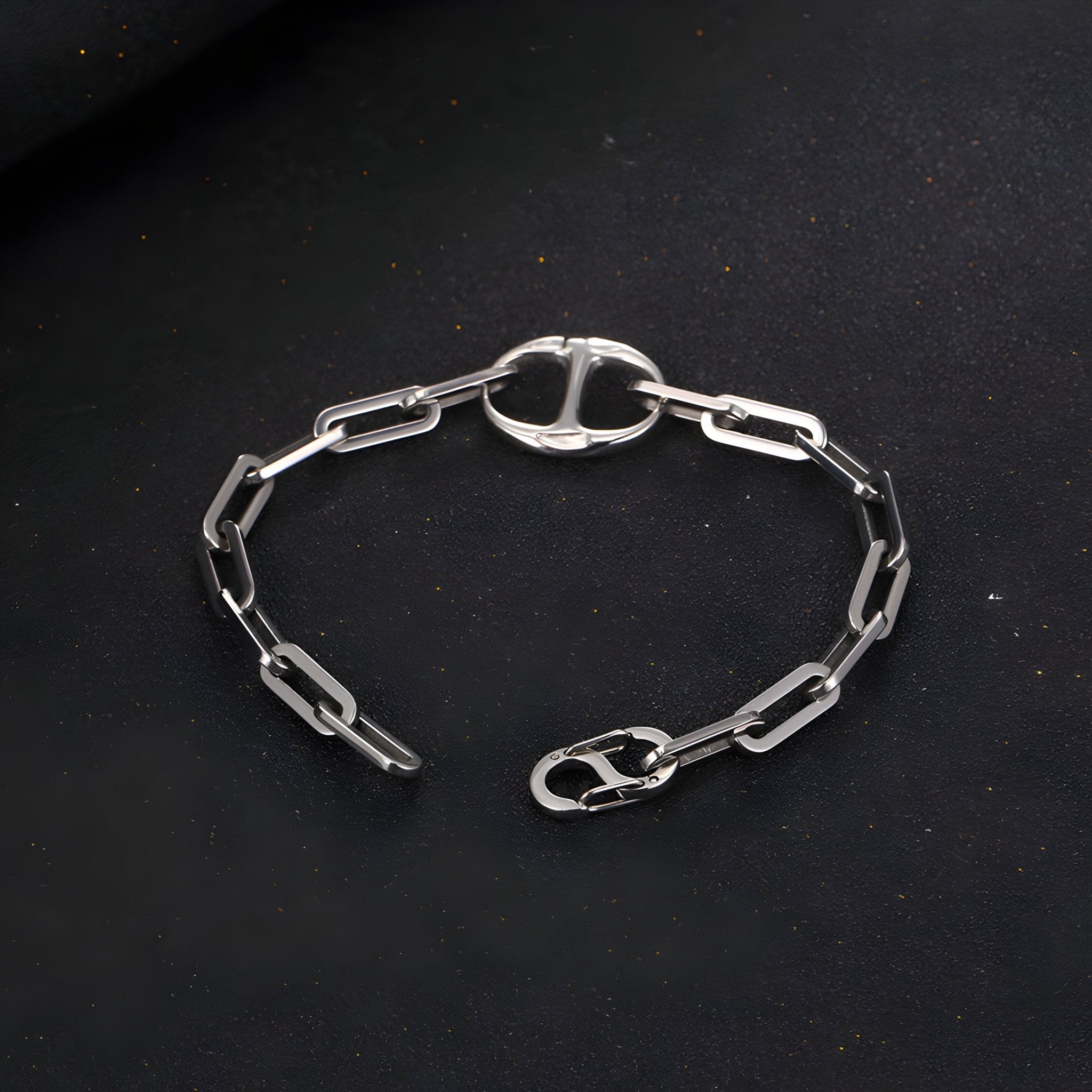 Bracelet en titane, maille forçat, prestance naturelle, pour homme, modèle Dewey - La Boutique du Bracelet