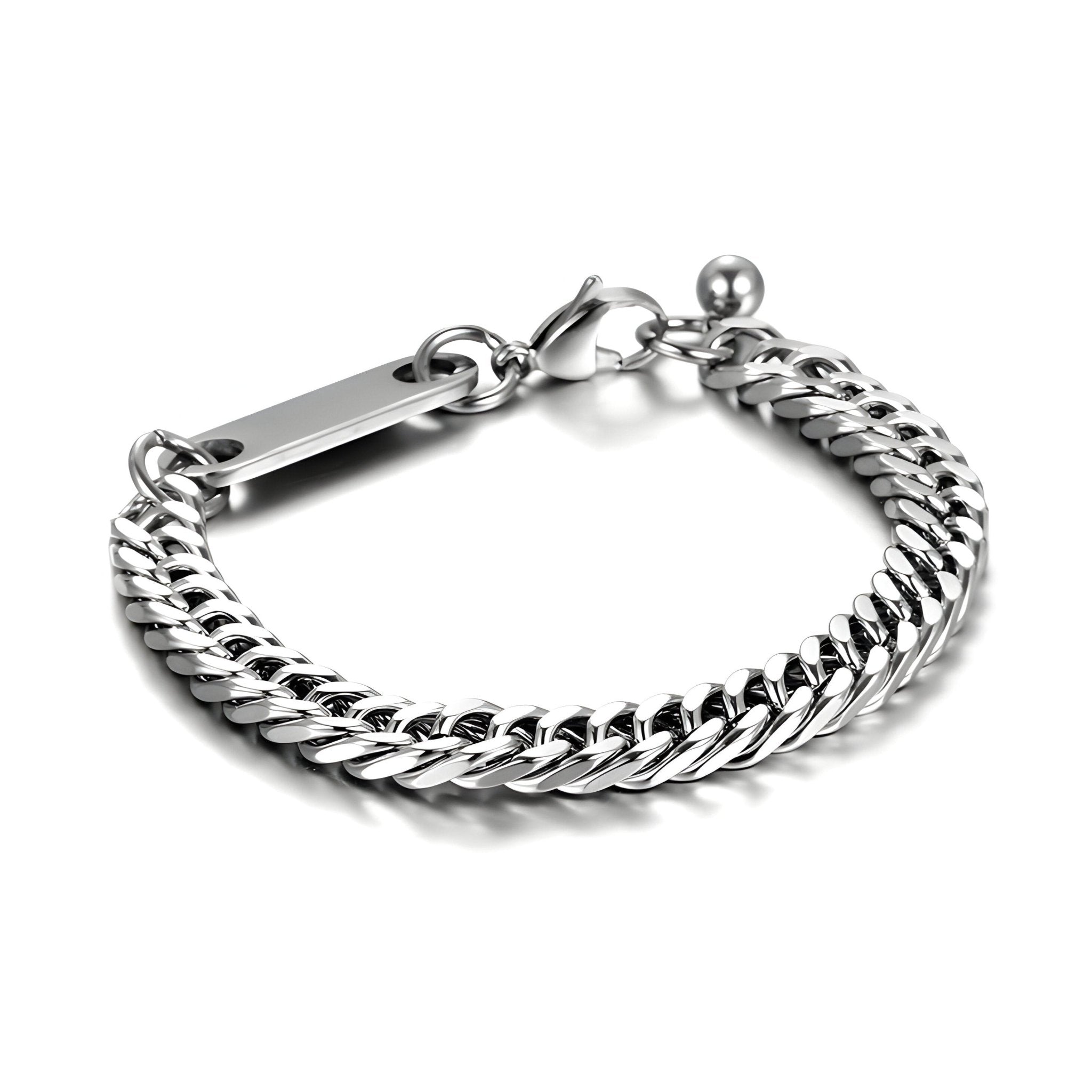 Bracelet en titane, maille spiga, gourmette élégante, mixte, modèle Riley - La Boutique du Bracelet