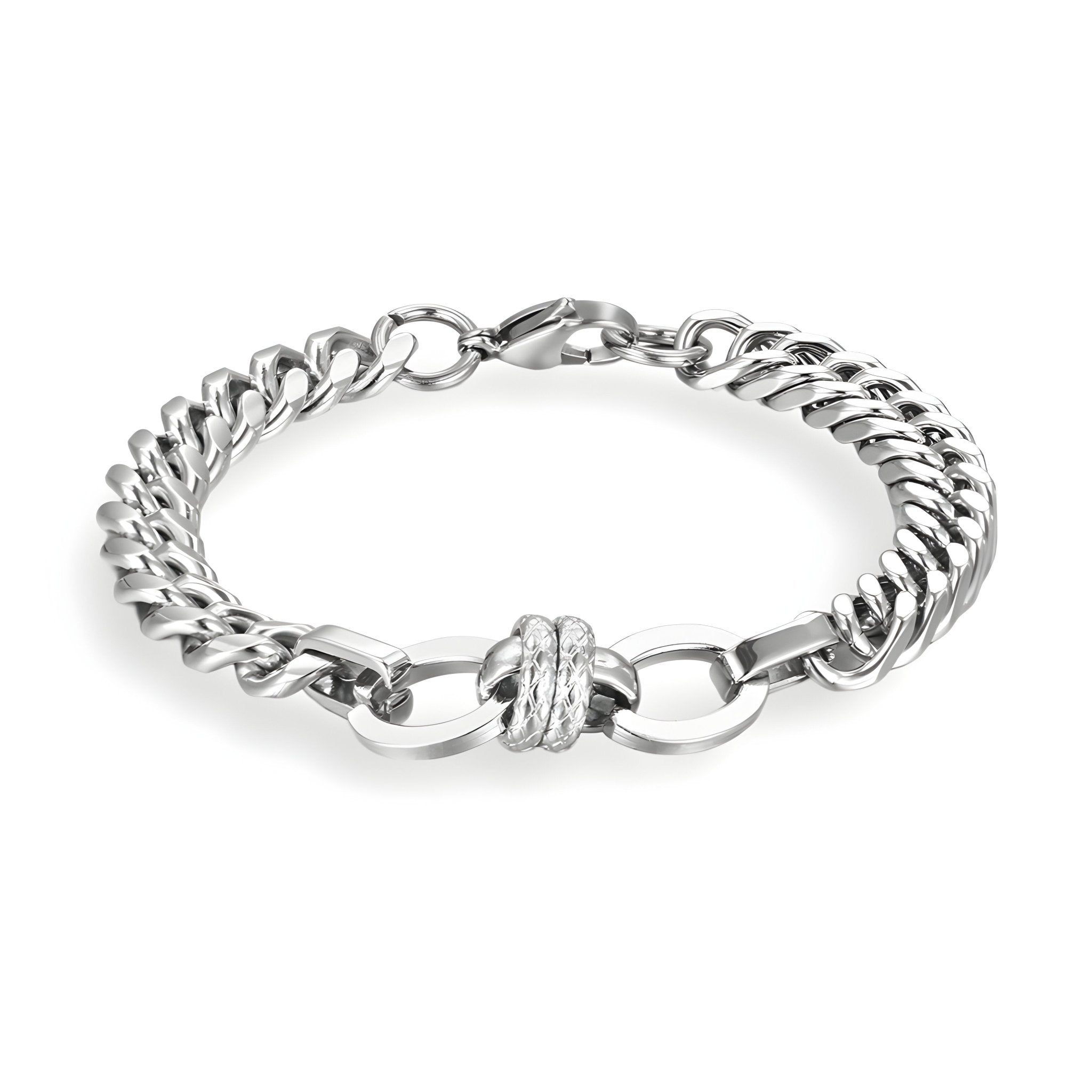 Bracelet en titane, maille spiga, noeud argenté, pour homme, modèle Eldon - La Boutique du Bracelet