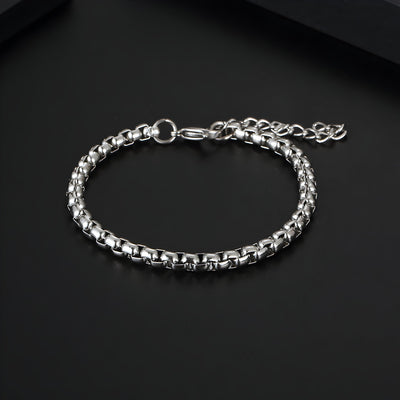 Bracelet en titane argenté à maille vénitienne, fermeture ajustable, style élégant pour homme.