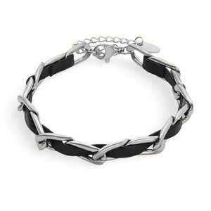 Bracelet en titane plaqué, avec cordelette en cuir, modèle Constance - La Boutique du Bracelet