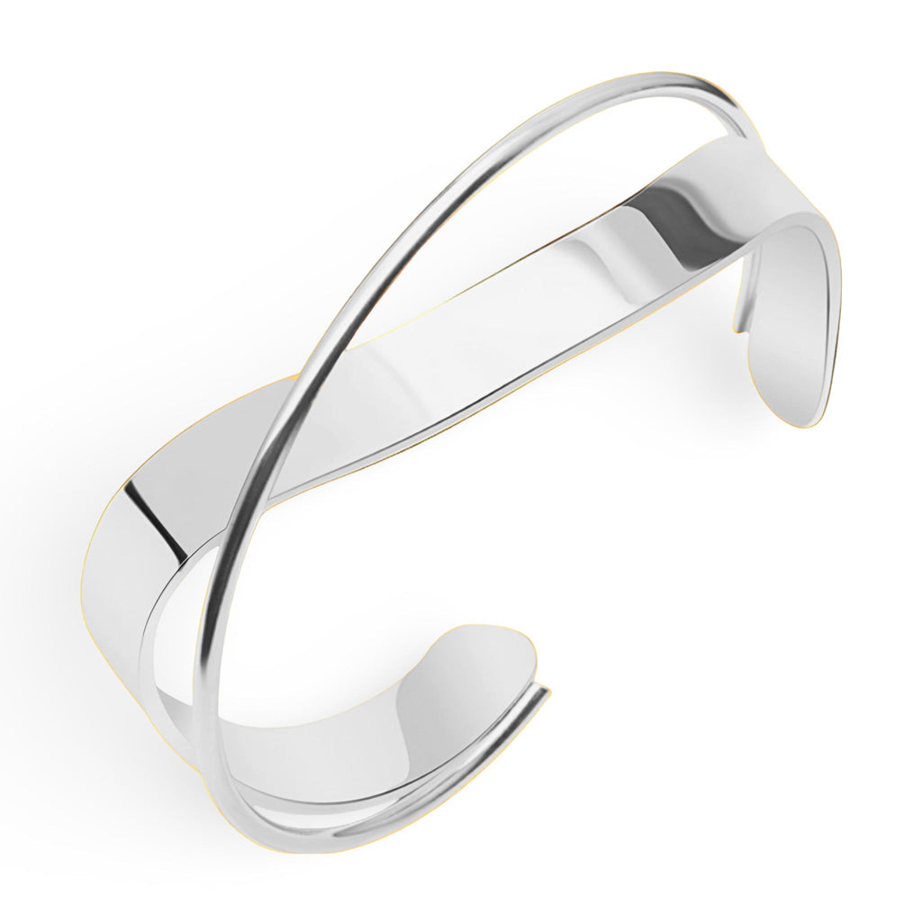 Bracelet jonc argenté design original Elmira en titane plaqué, style contemporain et élégant.