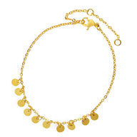 Bracelet en titane plaqué or 18 carats avec petites pampilles rondes délicates, fermoir mousqueton ajustable.