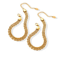 Bracelet double chaîne en titane plaqué or, style montre, fermoir mousqueton, chaîne réglable.