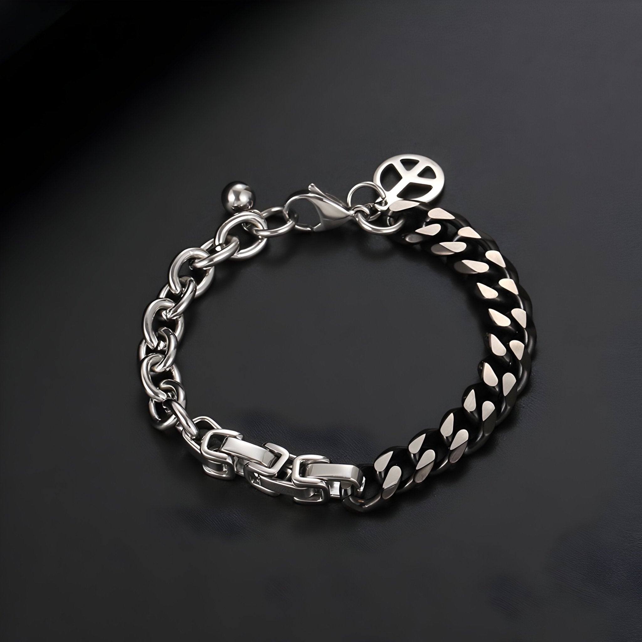 Bracelet en titane, triple maille, "Peace and Love", pour homme, modèle Irwin - La Boutique du Bracelet