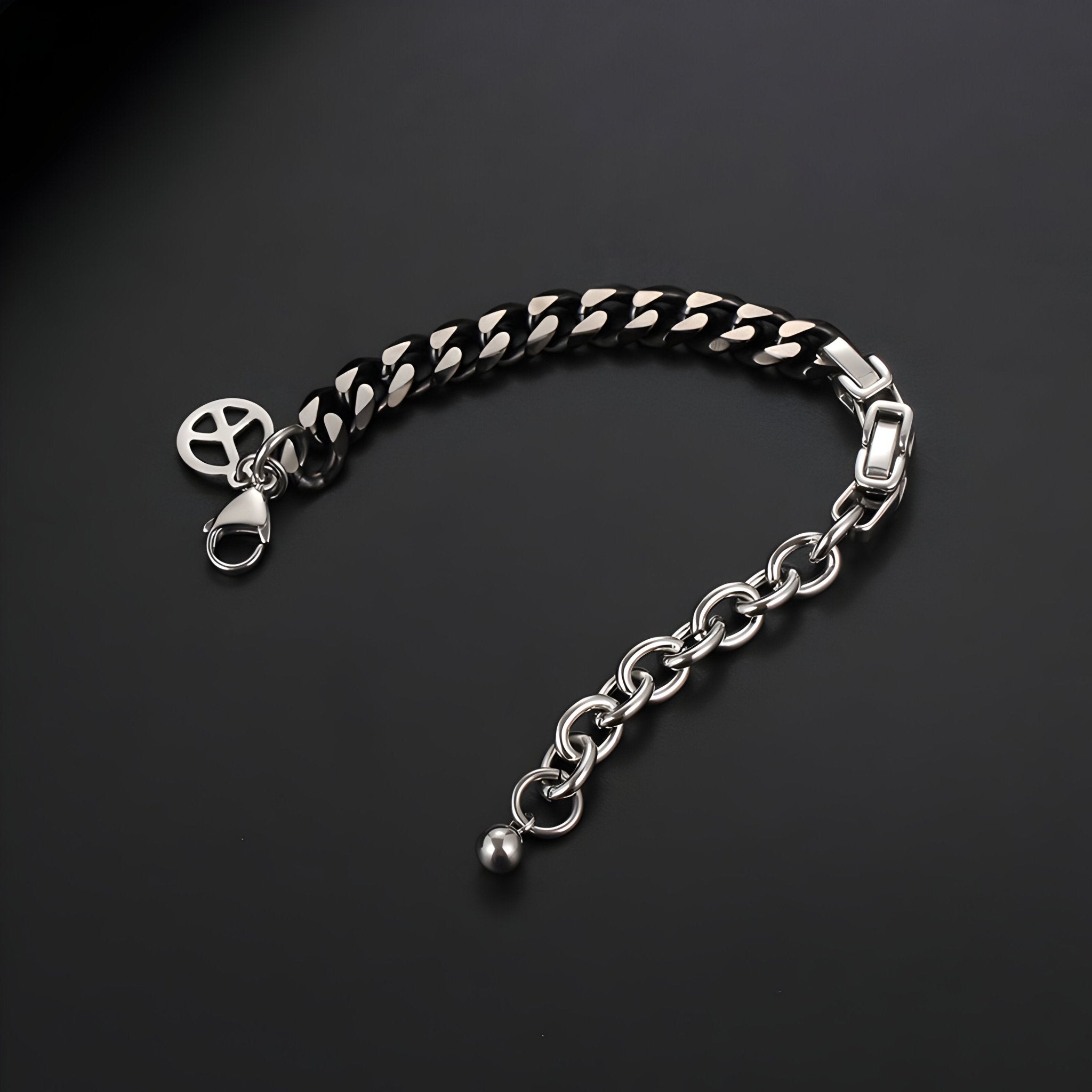 Bracelet en titane, triple maille, "Peace and Love", pour homme, modèle Irwin - La Boutique du Bracelet