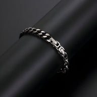 Bracelet homme titane triple maille argent et noir finition mate et brillante modèle Irwin.