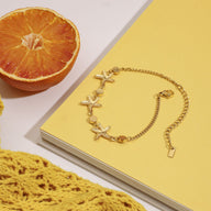 Bracelet étoile de mer et zircons, en acier inoxydable, été, pour femme, modèle Nérime - La Boutique du Bracelet