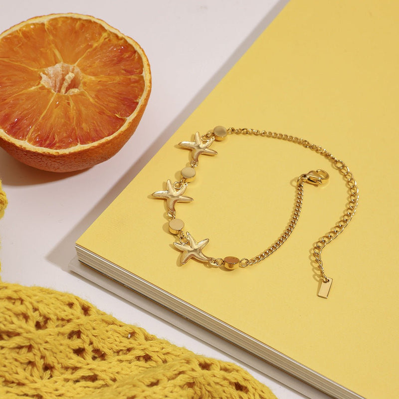 Bracelet étoile de mer et zircons, en acier inoxydable, été, pour femme, modèle Nérime - La Boutique du Bracelet