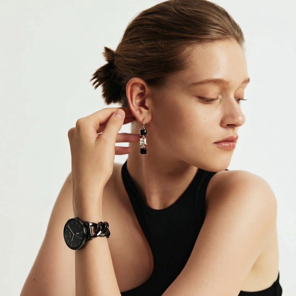 Damenarmband für Smartwatch, elegante Panzerkette, abnehmbare Glieder, kompatibel mit Samsung / Ice Watch / Garmin / Huawei / Honor / Amazfit / Xiaomi, Modell Ciza