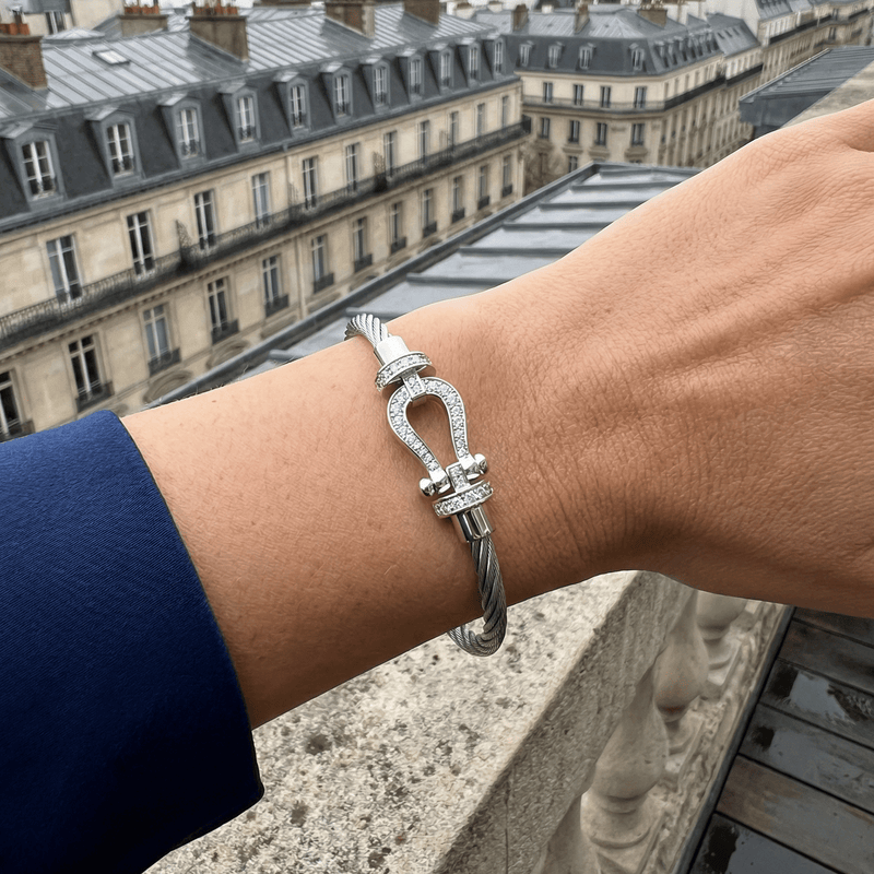 Hestesko-armbånd, snor i titanium, til kvinder, model Annabelle