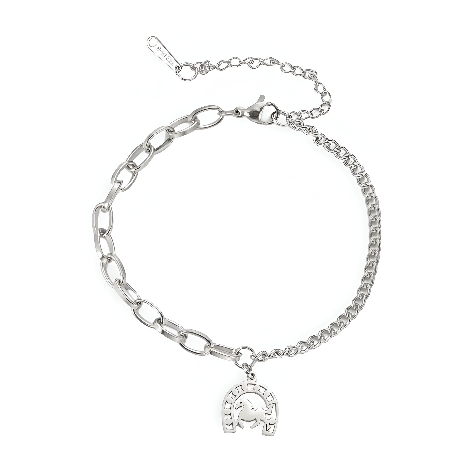 Bracelet fer à cheval, en acier inoxydable, pour femme, modèle Longa - La Boutique du Bracelet