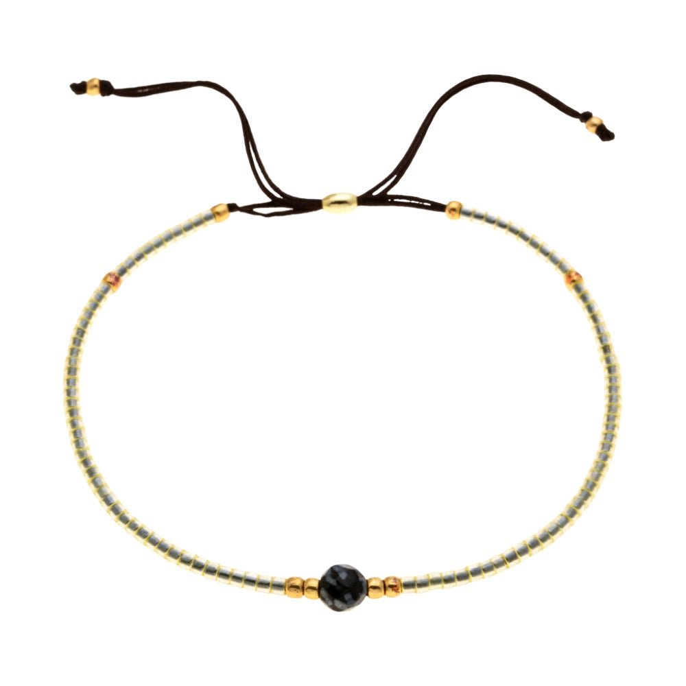 Bracelet fin en perles du Japon Miyuki, perle centrale, pour femme, modèle Kohana - La Boutique du Bracelet