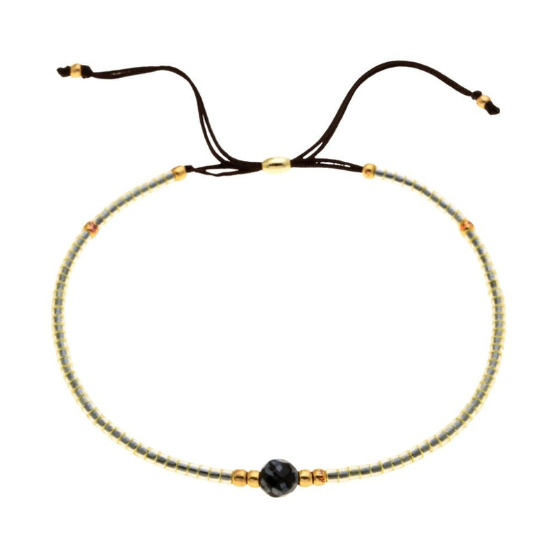 Bracelet fin en perles du Japon Miyuki, perle centrale, pour femme, modèle Kohana - La Boutique du Bracelet