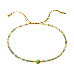 Bracelet fin en perles du Japon Miyuki, perle centrale, pour femme, modèle Kohana - La Boutique du Bracelet