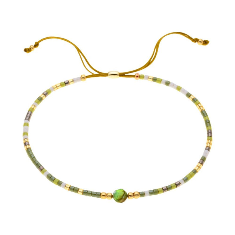 Bracelet fin en perles du Japon Miyuki, perle centrale, pour femme, modèle Kohana - La Boutique du Bracelet