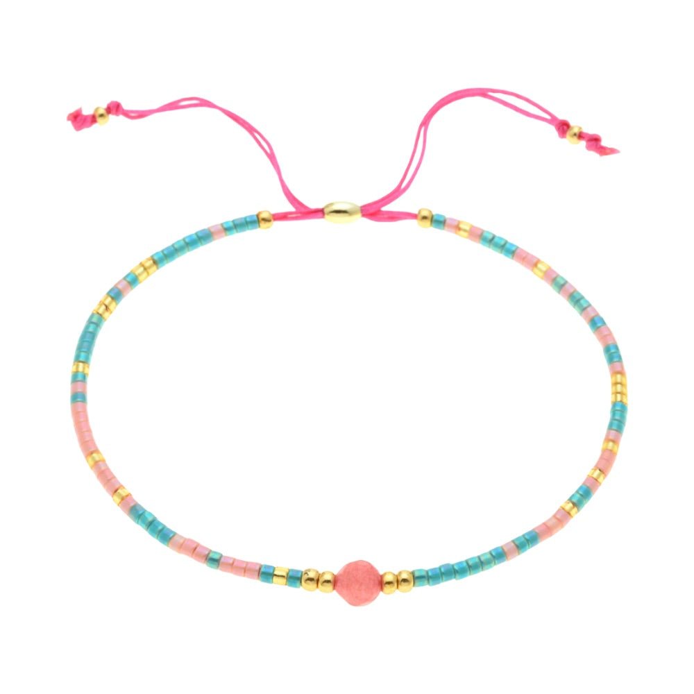 Bracelet fin en perles du Japon Miyuki, perle centrale, pour femme, modèle Kohana - La Boutique du Bracelet