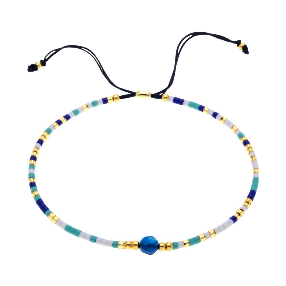 Bracelet fin en perles du Japon Miyuki, perle centrale, pour femme, modèle Kohana - La Boutique du Bracelet
