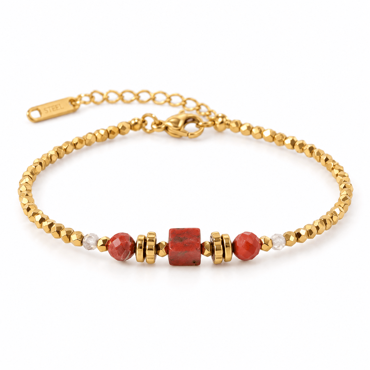 Bracelet Valène doré posé de face sur fond blanc