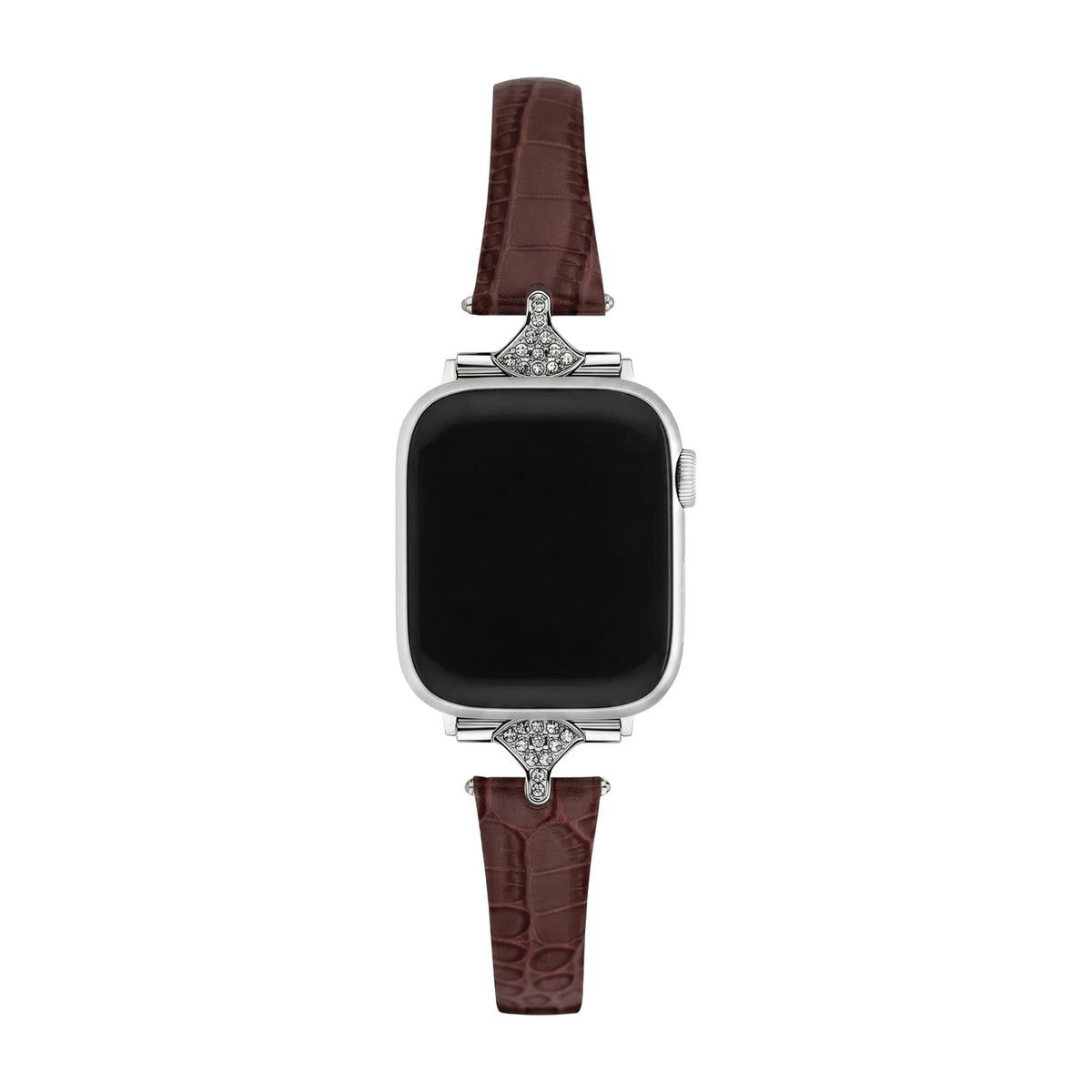 Bracciale sottile da donna, similpelle effetto coccodrillo, connettori con strass brillanti, compatibile con Apple Watch, eleganza al polso, modello Crozia
