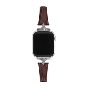 Elegant damearmbånd, imiteret læder med krokodillelook, skinnende strassforbindelser, kompatibel med Apple Watch, elegance til håndleddet, model Crozia