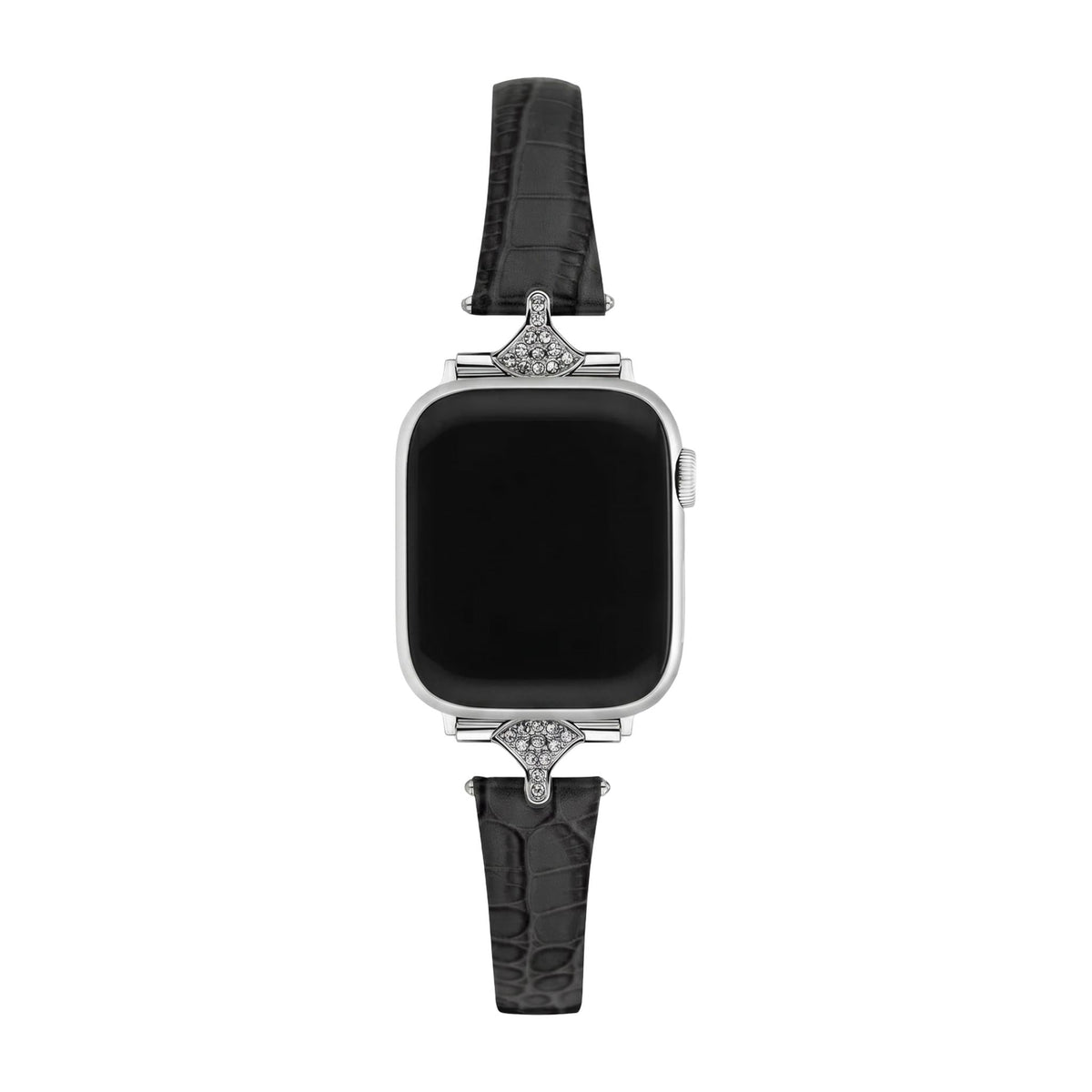 Bracciale sottile da donna, similpelle effetto coccodrillo, connettori con strass brillanti, compatibile con Apple Watch, eleganza al polso, modello Crozia