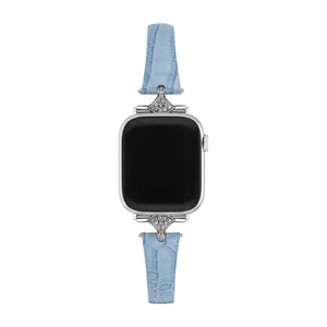 Elegant damearmbånd, imiteret læder med krokodillelook, skinnende strassforbindelser, kompatibel med Apple Watch, elegance til håndleddet, model Crozia