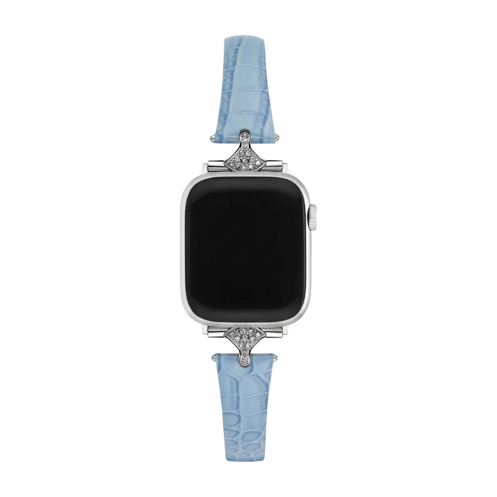 Elegant damearmbånd, imiteret læder med krokodillelook, skinnende strassforbindelser, kompatibel med Apple Watch, elegance til håndleddet, model Crozia
