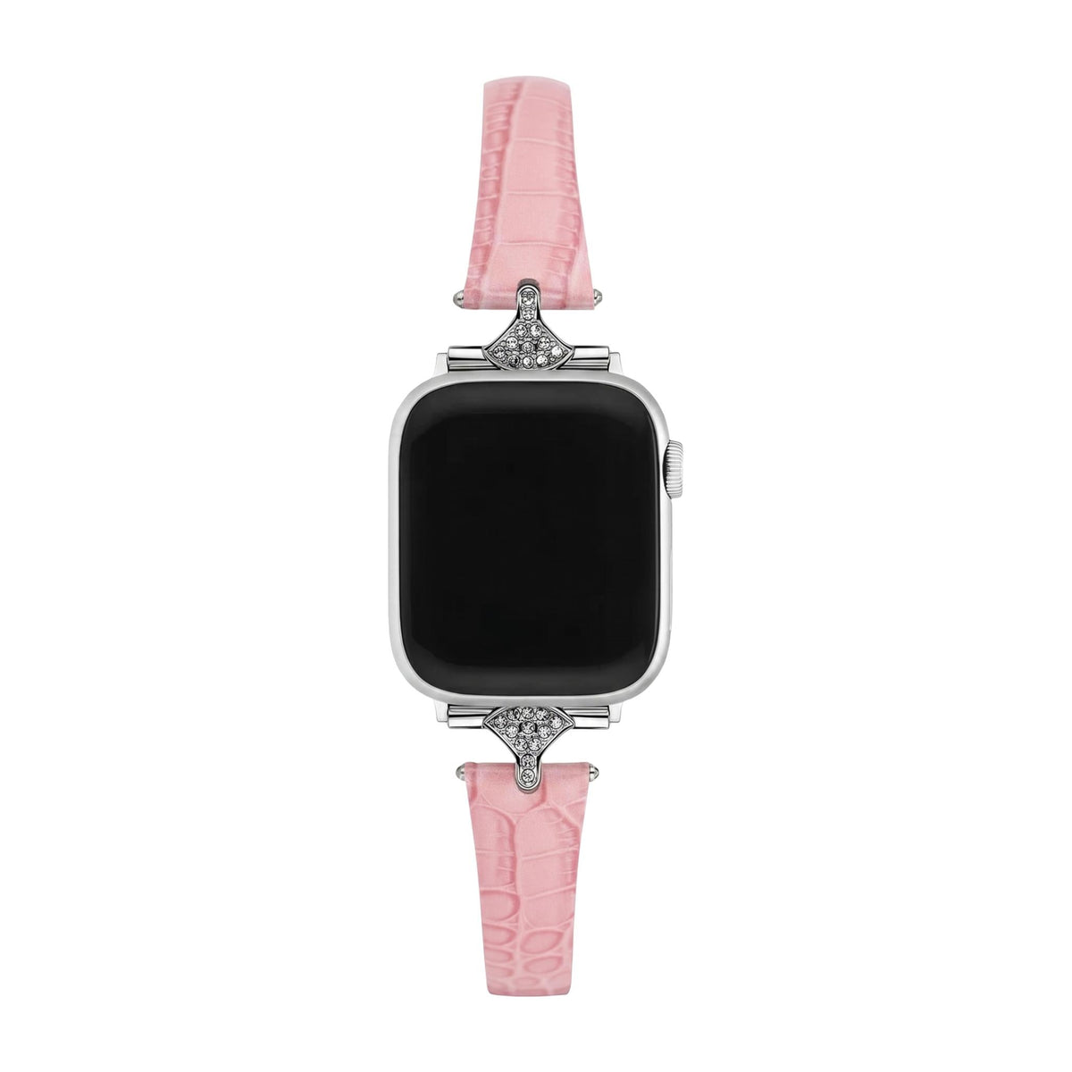 Bracciale sottile da donna, similpelle effetto coccodrillo, connettori con strass brillanti, compatibile con Apple Watch, eleganza al polso, modello Crozia