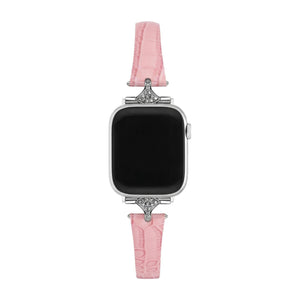 Elegant damearmbånd, imiteret læder med krokodillelook, skinnende strassforbindelser, kompatibel med Apple Watch, elegance til håndleddet, model Crozia