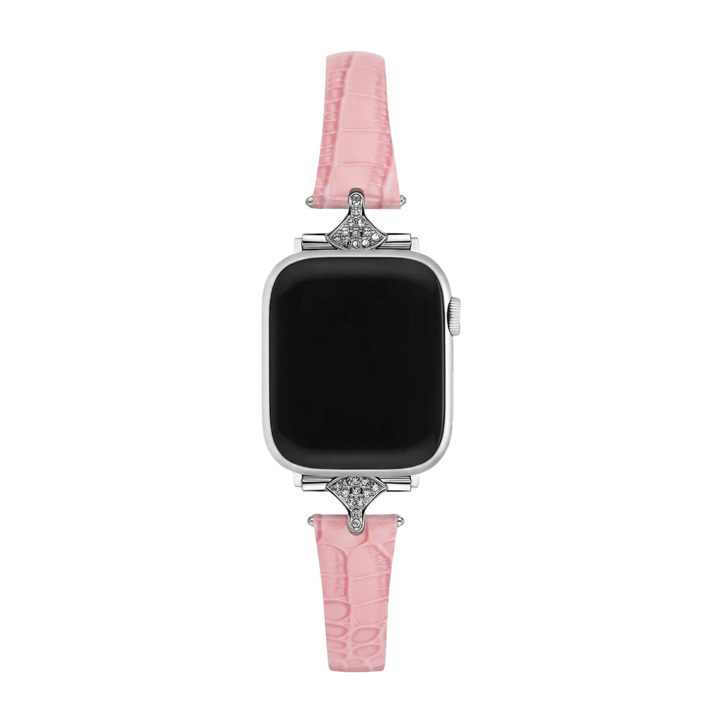 Elegant damearmbånd, imiteret læder med krokodillelook, skinnende strassforbindelser, kompatibel med Apple Watch, elegance til håndleddet, model Crozia