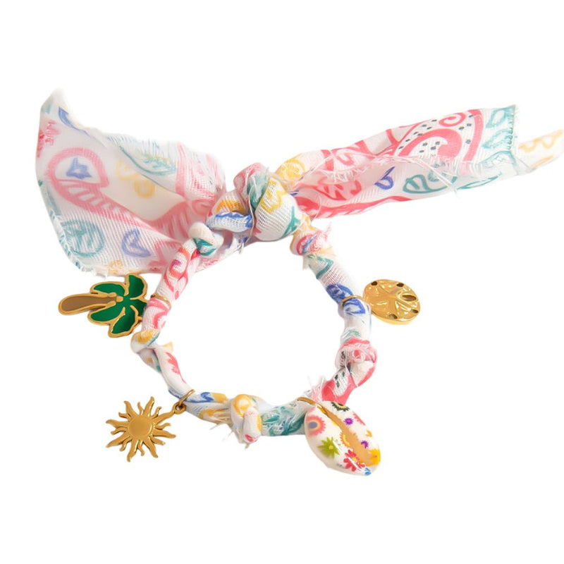 Bracelet foulard de soie, en acier inoxydable, charms d'été, pour femme, modèle Naelis - La Boutique du Bracelet